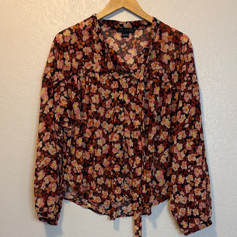 Sanctuary sheer floral blouse L